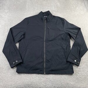 Orvis Jacket Mens Large Black Stretch Nylon Windbreaker Full Zip Pockets